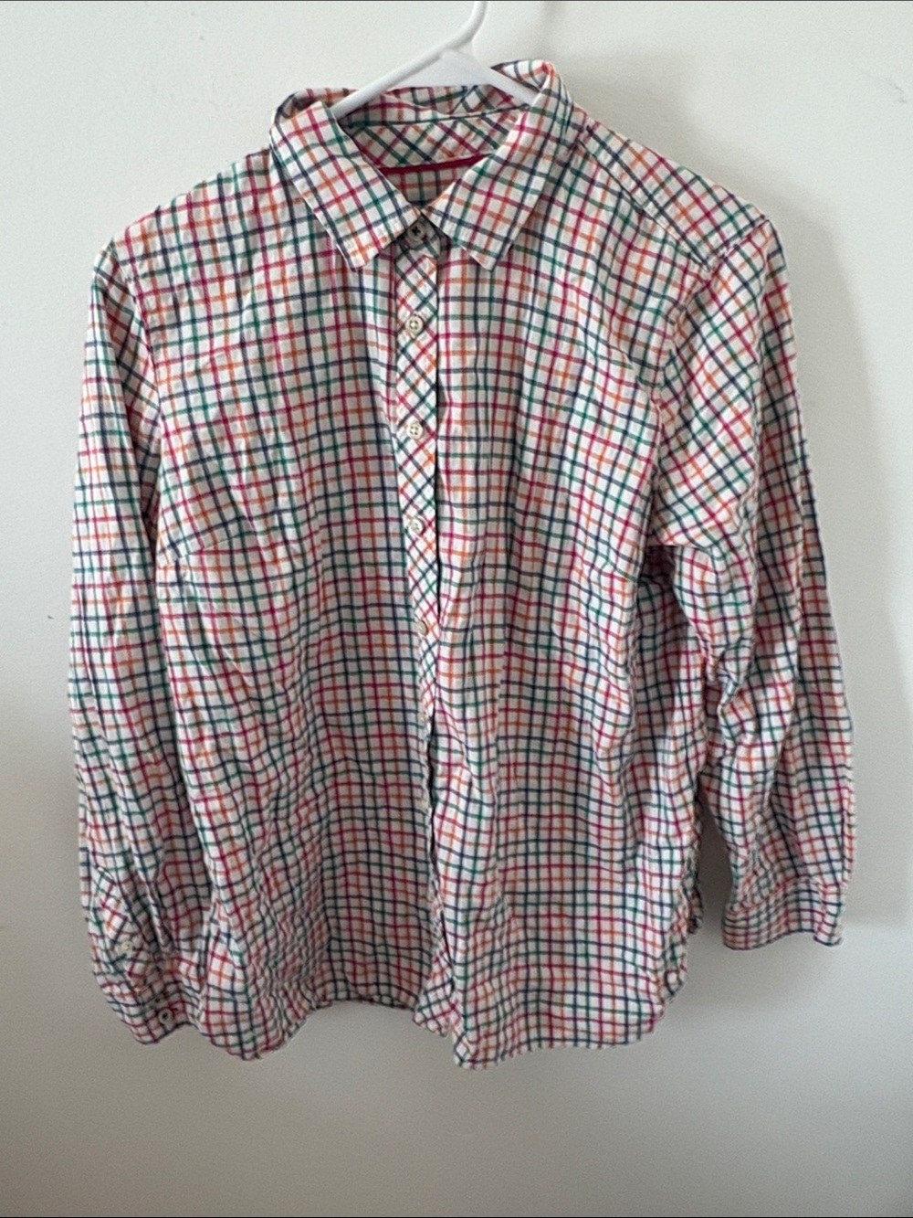 Talbots Multicolor Plaid Button-Down Shirt - Red Green Blue on White